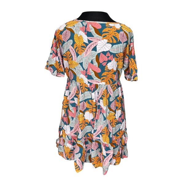 Vibrant Floral Print V-Neck Dress By Cupshe Size M - Picture 3 of 11